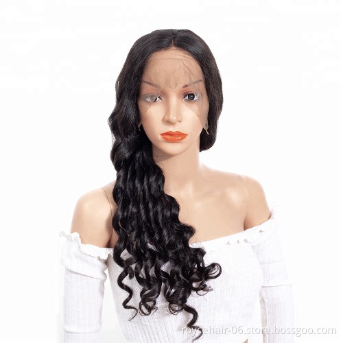 Brazilian Human Hair Cuticle Aligned  Loose Wave Curly  Lace Front Wig with Preplucked Hairline and Baby Hair